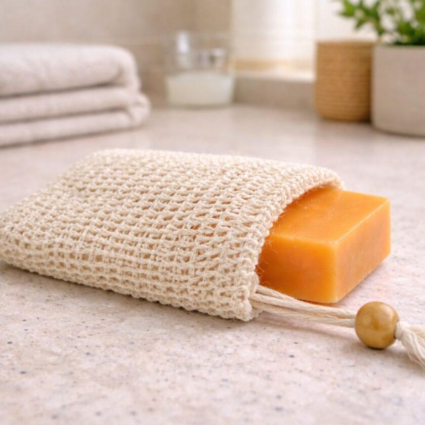 Sisal Seifensäckchen mit Seife Sisal Seifensäckchen