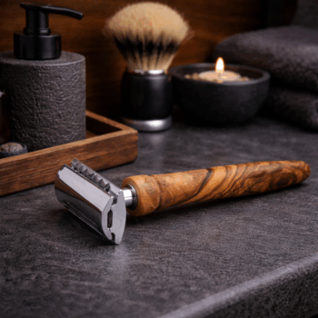 Rasierhobel mit Olivenholz Griff inkl. 3 Ersatzklingen